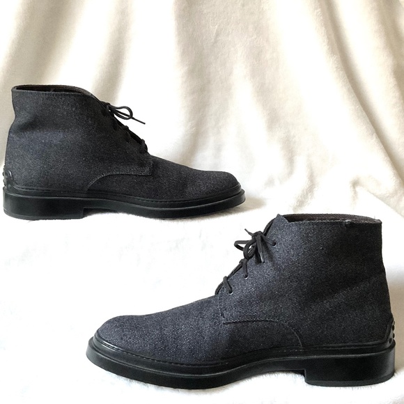Gray Tod’s Lace Up Wool Outer Leather interior Chukka Boots Size EUR 39/ US  8.5 - Picture 3 of 13